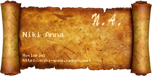 Niki Anna névjegykártya